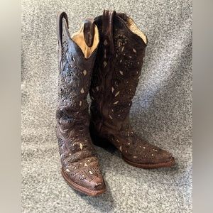 Corral Brown Crater Bone Inlay and Studs Cowgirl Boots